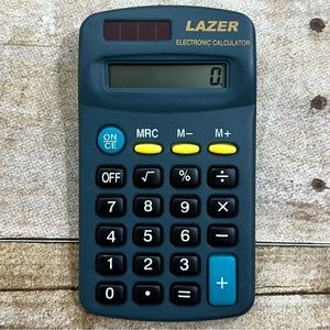 Lazer Electronic Calculator Teal‎ Blue Dual Power Solar Handheld Office School